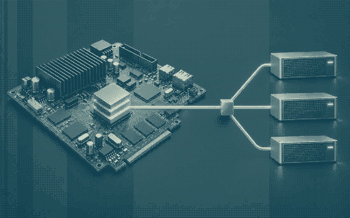 An accelerator and model layers serve three inference output modules.